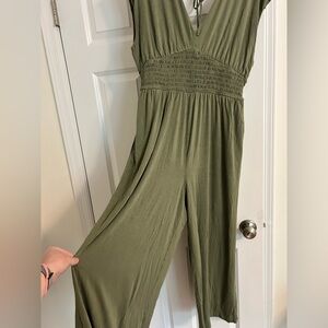 Old Navy Green Smocked Bodice Jumpsuit